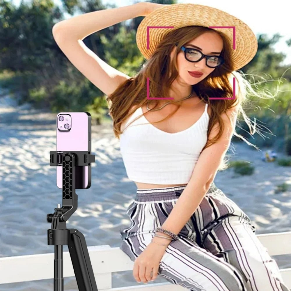 FANGTUOSI 2025 Selfie Stick stabilizer AI facial recognition with fill light Tripod,with Wireless Remote for iPhone Smartphone