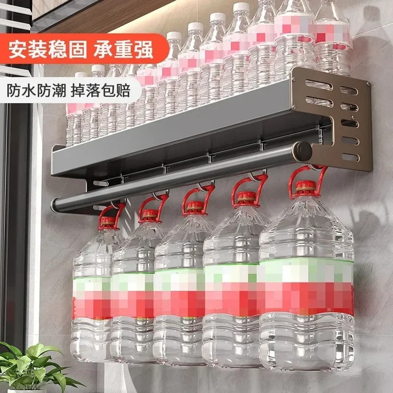 Stylish Wall-Mounted Kitchen Condiment Rack with Storage Box Multifunctional Household Utensil Rack with Oil Vinegar Dispenser
