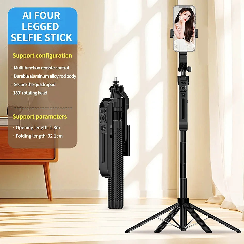 FANGTUOSI 2025 Selfie Stick stabilizer AI facial recognition with fill light Tripod,with Wireless Remote for iPhone Smartphone